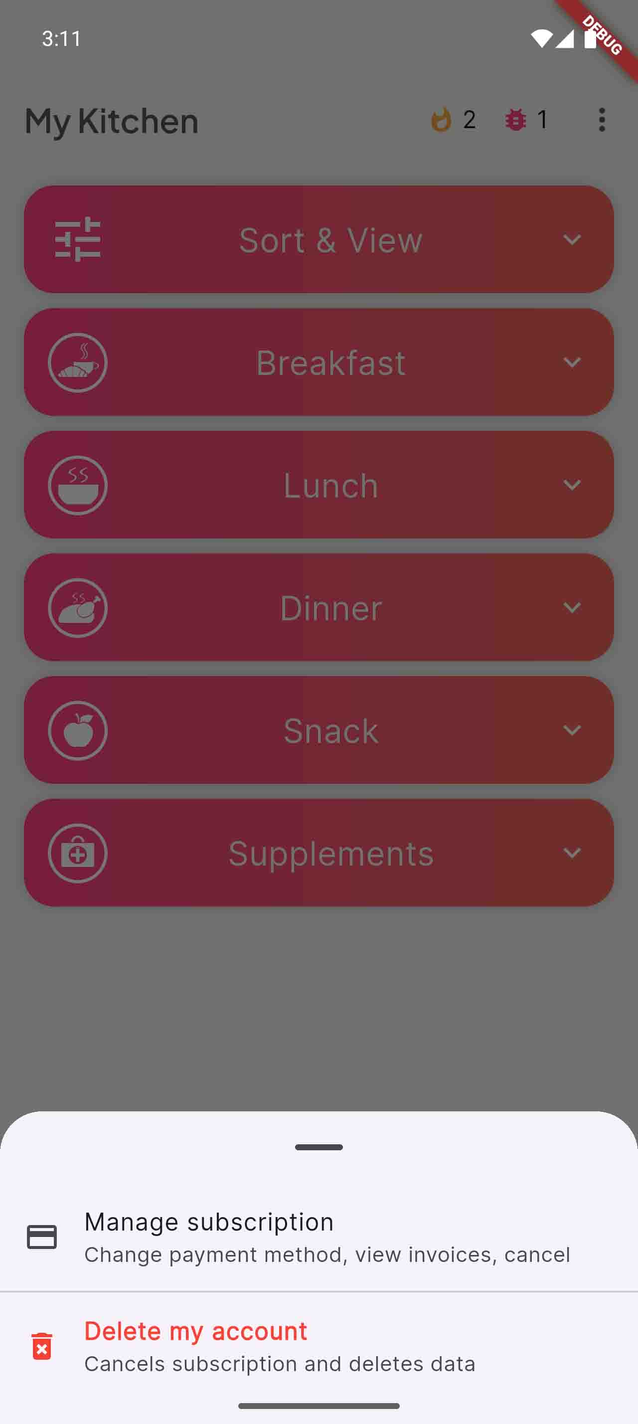 Manage Subscription in the More menu