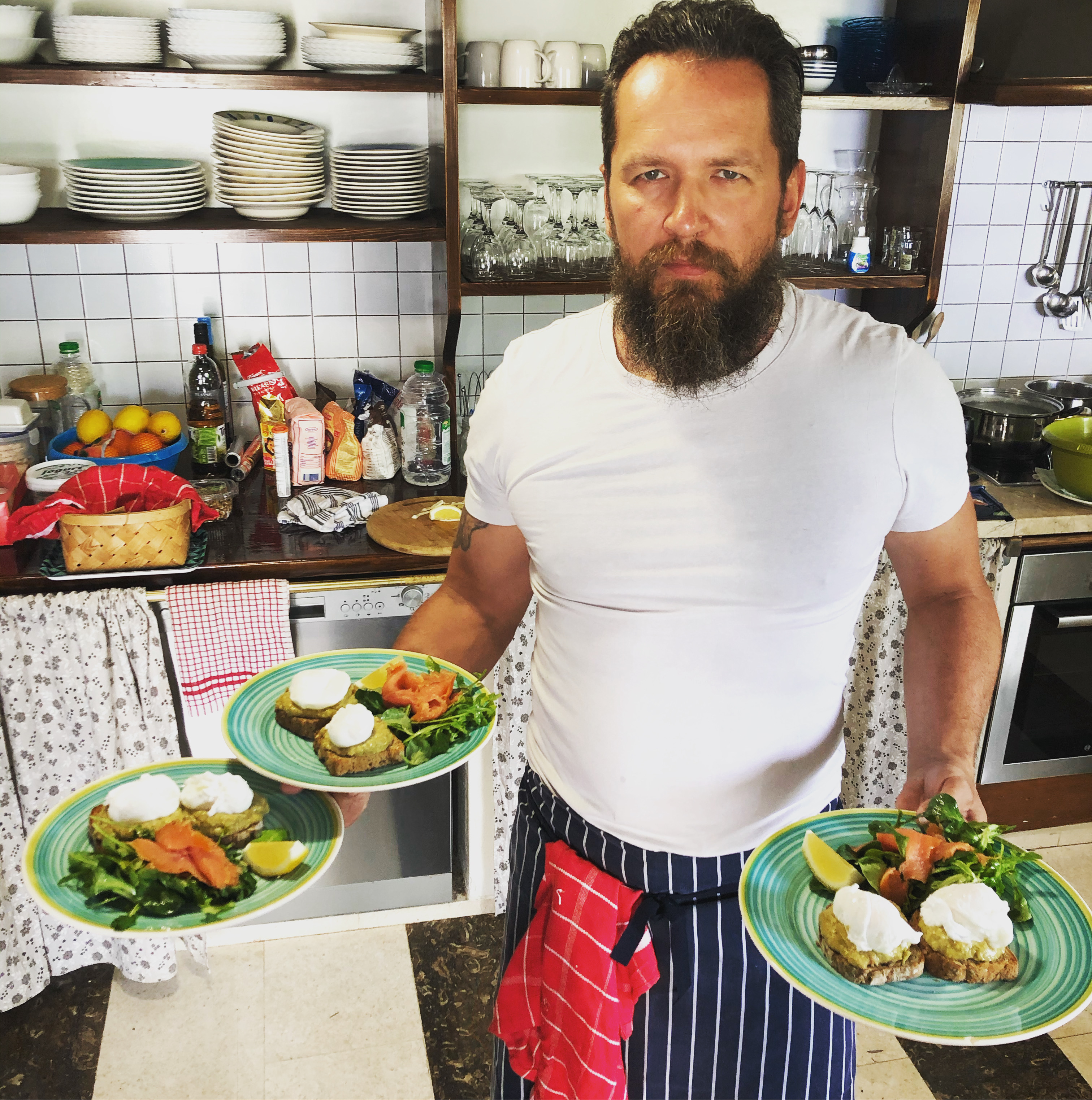 Chef Laz serving food at Croatia retreat 2024