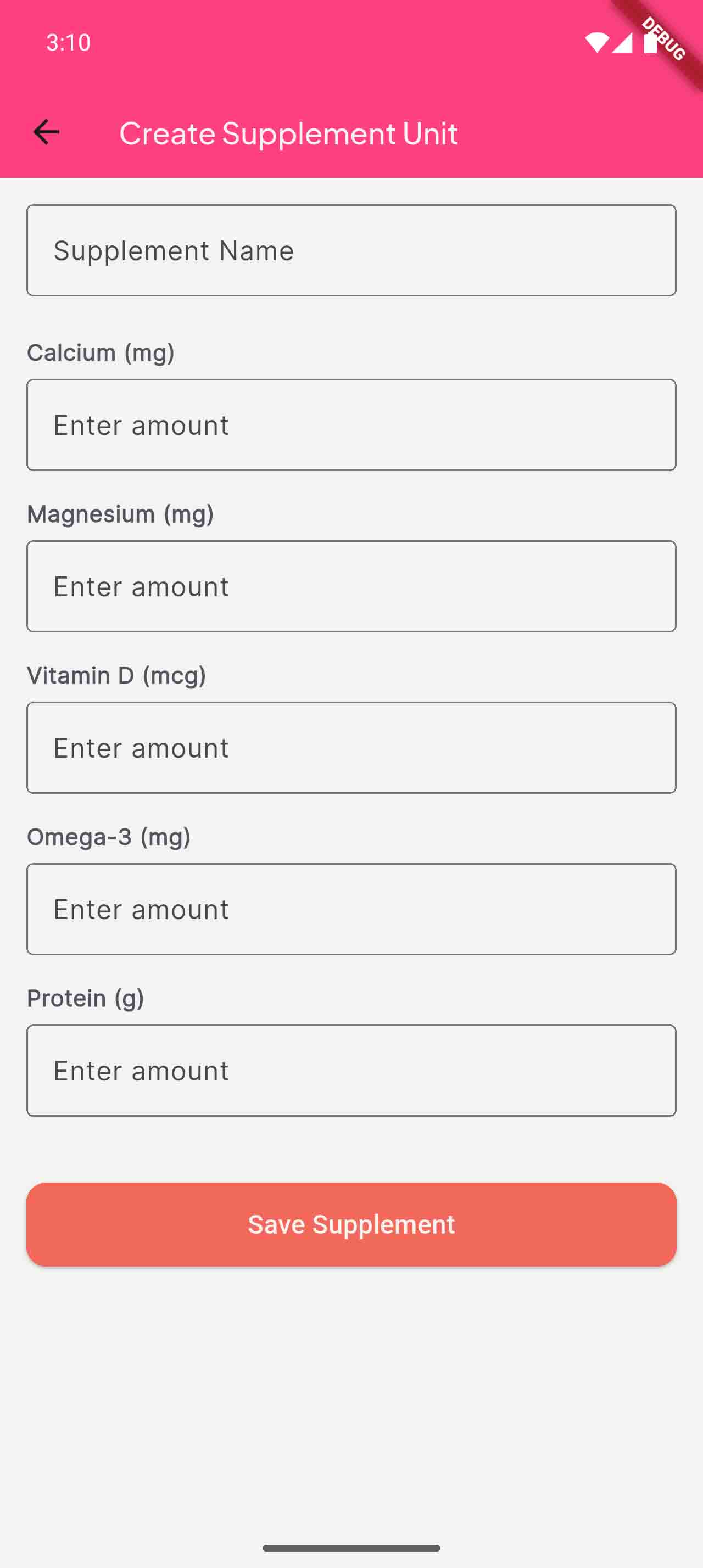 Create supplement form