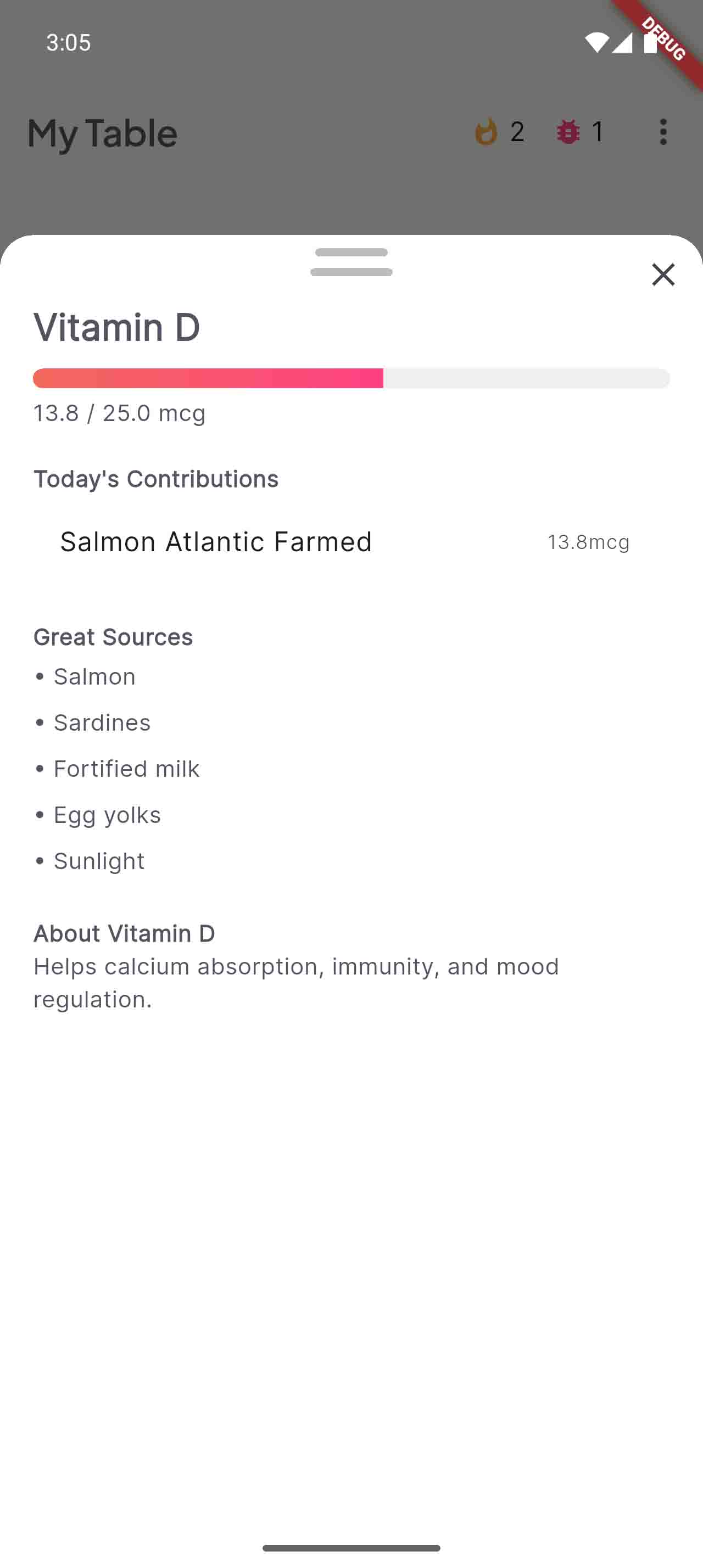 Nutrient detail bottom sheet