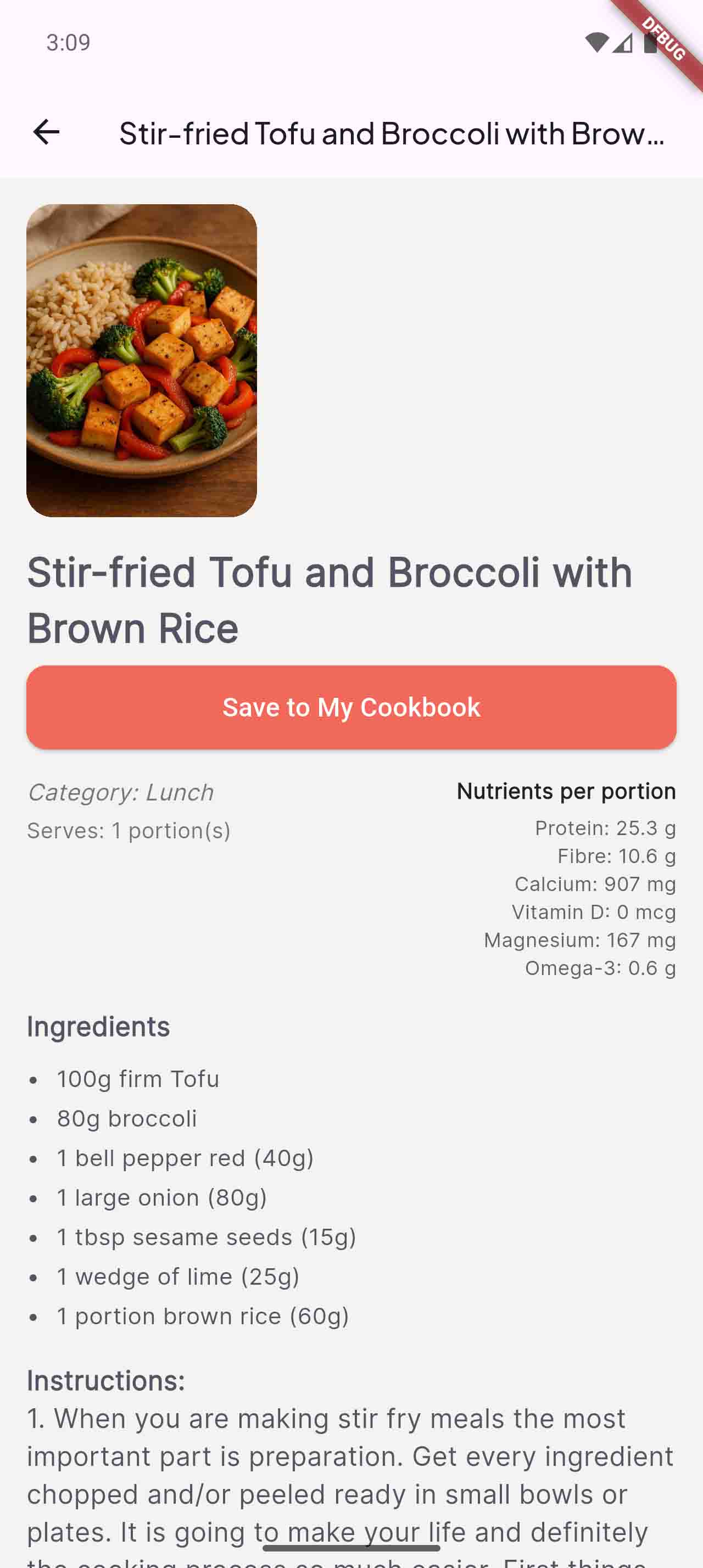 Saving a recipe to My Recipes